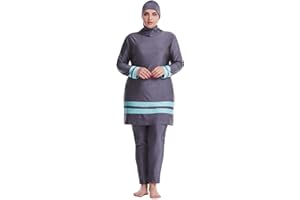 WOWDECOR Costumi da bagno musulmani per le donne taglie forti, copertura completa Burkini Hijab staccabile