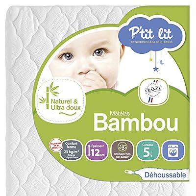 P'tit Lit - Matelas Bambou - Epaisseur 12cm, Non traité, Déhoussable