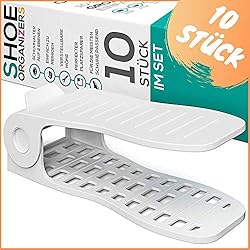 Rangement chaussure magique à gain de place (Lot de 10) Support à chaussures réglable pour ton meuble à chaussures I Etagere chaussure pour plus de place dans le range chaussures (blanc)