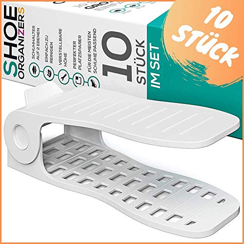 Rangement chaussure magique à gain de place (Lot de 10) Support à chaussures réglable pour ton meuble à chaussures I Etagere chaussure pour plus de place dans le range chaussures (blanc)