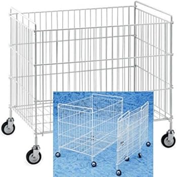 Carrello Contenitore Pieghevole In Ferro Plastificato - 800x510x720 Mm, 100 Kg Di Portata, Ruote Girevoli - Per Lavanderie E Esposizioni