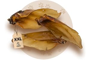 Warnick´s Tierfutterservice Hundesnack - Premium Rinderohren mit Muschel XXL – luftgetrocknet & ohne Zusätze - Zahnpflege & artgerechter Kauspaß für Hunde - 25 Stück im Vorratspack.