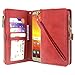 Price comparison product image Moto G6 Play Case, Moto G6 Forge Case, Lacass Premium Leather Flip Zipper Wallet Case Cover Stand Feature with Card Holder and Wrist Strap for Motorola Moto G Play 6th Gen (XT1922) - Red