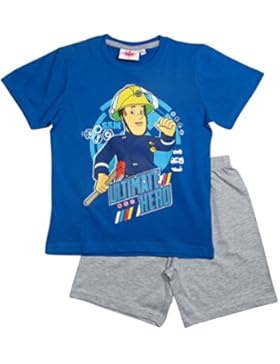 Feuerwehrmann Sam Kollektion 2017 Schlafanzug 92 98 104 110 116 122 128 Pyjama Shortie Shorty Fireman Sam Jungen...