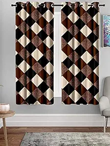 Curtain Hues Polyester Geometric Window Curtain, Medium, Pack of 2