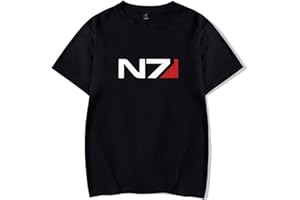 Swdan T-Shirt Unisex, Mass Effect N7 Tshirt Uomo Nera,Costume Cosplay per Donna Uomo Maglietta da Gioco