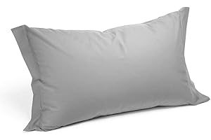 Russo Tessuti Coppia Federe Guanciali Cuscini Letto Tinta Unita Puro Cotone 52x82 cm-Grigio Chiaro