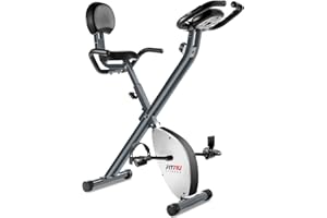 FITFIU Fitness BEST-220 - Vélo d'appartement pliable avec dossier et selle réglables, disque d'inertie de 8kg, moniteur fréquence cardiaque, réglable sur 8 niveaux, cardio, poids max. 110kg