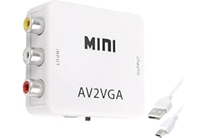 XMSJSIY Adapter wideo RCA na VGA, konwerter audio AV RCA na VGA, kompozytowy adapter AV na VGA + 3,5 mm adapter do odtwarzania wideo 1080p z kablem zasilającym USB, projektor VCD, DVD, dekoder