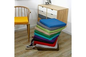 BEDWAY - Waterproof Outdoor Chair Seat Pad with Tie-on Straps, Water Resistant Breathable Fabric For Any Garden Bench Patio Chair (Black, 40 x 40 cm)