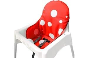 ZARPMA Cuscino Seggiolone coprisedili per Ikea Antilop,Lavabile per Bambini Pieghevole Ikea Childs Sedia coprisedili Ricoperto-Non Include Di Seggiolone E Cintura Di Sicurezza (Rosso)