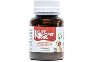 Biolife Nutraceutica Immunopet Strong, Integratore cane e gatto,Per animali taglia grande, Mangime complementare, Integratore sistema immunitario, Contro la Leishmania, 60 capsule