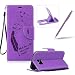 Produktbild Für Samsung Galaxy S7 Edge Lederhülle Brieftasche Handy Hülle Case,Für Samsung Galaxy S7 Edge Komplett Schutz Kartenfach Schutzhülle Tasche Leder Flip Case,Herzzer Standfunktion Staubdicht Mit Sprüche Lanyard [Feder Muster] Bookstyle Magnet Ultra Dünn Slim Portemonnaie Hülle Cover Schale Leder Wallet Case Shell Skin für Samsung Galaxy S7 Edge + 1 x Frei Lila Handy Halterung Ständer + 1 x Frei Lila Touch Pen Stift Stylus - Lila