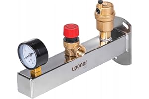 Uponor Fluvia Grupo de Seguridad INOX 6 Bar para calefacción o Agua Caliente con conexión para Vaso de expansión 3/4", Grupo de conexión de Acero Inoxidable para calefacción Central o Agua Potable