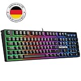 3.Gamer Ausrüstung :105 Lasergravur-Tasten, 19 Anti-Ghost-Tasten, 12 Multimedia-Tastaturkürzel und Lock / Unlock Win. Alle diese Tasten sind für professionelle Spielerlebnisse konzipiert. Genießen Sie eine schnelle Reaktion auf das Spiel und einen reibungslosen Spielverlauf.