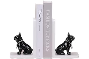 suruim Resin Bulldog Book Ends Home Decor Modern Dog Statue Bookends Creative Dog Library Bookcase Decoration (1 Set) (Black), hgx001
