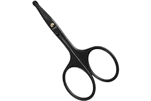 LIVINGO Ciseaux de coupe pour poils du nez Noir de 9 cm, petites lames de sécurité en acier inoxydable de qualité supérieure, utilisation pour la manucure, la coupe des cuticules, les poils du visage