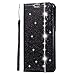 Produktbild Karomenic PU Leder Hülle kompatibel mit Samsung Galaxy S7 Bling Glänzend Glitzer Diamant Handyhülle Brieftasche Silikon Schutzhülle Klapphülle Ledertasche Ständer Wallet Flip Case Etui,Schwarz