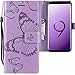 Produktbild CLM-Tech kompatibel mit Samsung Galaxy S9 Hülle, Tasche aus Kunstleder, großer Schmetterling lila, PU Leder-Tasche für Galaxy S9 Lederhülle