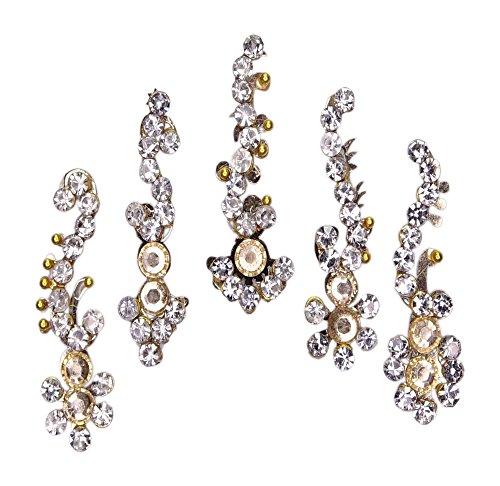 5 X GOLD SILVER BINDI GLITTER CRYSTAL SELF ADHESIVE DIAMANTE GEM BRIDAL TIKKA DOT BOLLYWOOD FESTIVAL (D9)