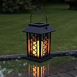 1 x Flickering Amber LED Festive Lights Farol solar para vela con luz parpadeante LED ámbar, 17,5 cm color negro