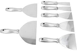 ODORKLE Ensemble de 7 Grattoirs à Couteaux à Mastic en Acier Inoxydable Robuste Spatule Antirouille pour Réparation Peinture Cloison Sèche Papier Peint Plâtre