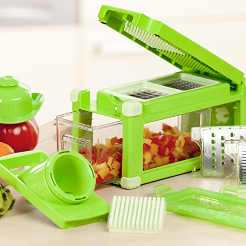 Genius Nicer Dicer Magic Cube inkl. Gourmet-Ausstattung | 25 Teile | Alles-Schneider | Schneiden | Reiben | Julienne | Spiralen | Hobeln | Würfeln | Schneid-Gerät | TV-NEU - 3