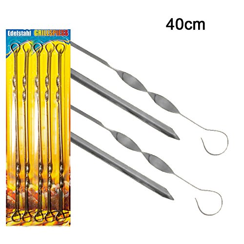 10 ECKIGE Schaschlikspiesse Edelstahl 40cm länge / 1,5 mm Stark / Schampura Grillspiesse Fleischspiesse