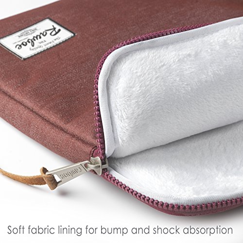 Laptop Hülle Rawboe® Jeansstoff 15,4 Zoll Apple MacBook ProRetina Hülle Tasche/15-15,6 Zoll Laptophülle /15,6 Lenovo Laptop Notebook Computer Hülle/Pouch Cover / Tablet Hülle mit Tragegriffen, haltbarer extra Schutz einfacher Gleit-Reisverschluss mit stylischem Ledergriff wasserdicht und bruchsicher Laptop Tasche Hülle Aktentasche Tragetasche für MacBook Pro Retina / Laptop Notebook / Chromebook / Ultrabook Computer für Apple / Samsung / Acer / HP / Lenovo – kastanienbraun - 3