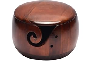 Yuikome Garnschale Aus, Garnschalen mit Deckel zum Stricken, HäKeln, GarnknäUelhalter, Handgefertigte Garnaufbewahrungsschale, Dunkles