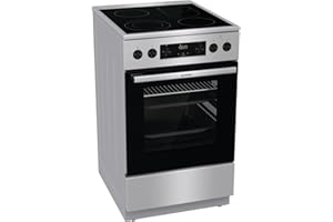 Gorenje GECS5C70XPA Elektro-Standherd mit Glaskeramik-Kochfeld / 50cm / 70 Liter/GentleClose/Schnellaufheizung/AirFry/ExtraSteam/Pizzamodus 300°C/Teleskopauszüge/AquaClean/BräterZone/schwarz