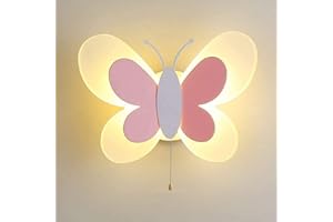 AOOPOO Lampada Muro LED Bambini Cameretta della Lampada Applique A Farfalla Applique da Parete della Scuola Materna in Acrilico Butterfly Light, Luce Parete Interni per Vivaio Stanza Bambin (Pink)