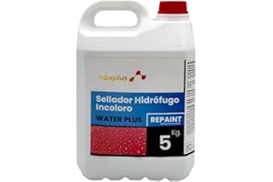 H2OPLUS Hydrofuge Mur Exterieur WATER PLUS 5 Kg "À PEINDRE" · Hydrofuge Facade Anti moisissure et Antihumidité · Vitrificateur Bois Incolore