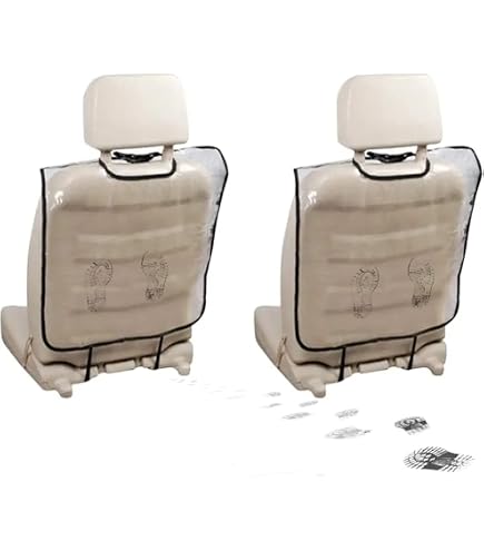 2 Protections Siège Auto Enfant - Cuir Synthétique Beige - 67x48cm - Anti-Traces