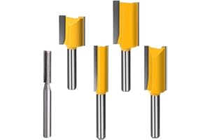 LFSEMINI 1/4 inch Router Bit Set, 1/4" 3/8" 1/2" 5/8" 3/4" Straight Router Bit(5pcs kit)