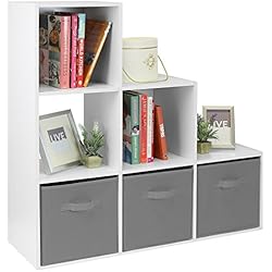 Hartleys Unité de Rangement Blanc A 6 Cubes & 3 Bacs de Rangement Gris
