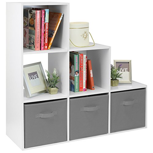 Hartleys Unité de Rangement Blanc A 6 Cubes & 3 Bacs de Rangement Gris