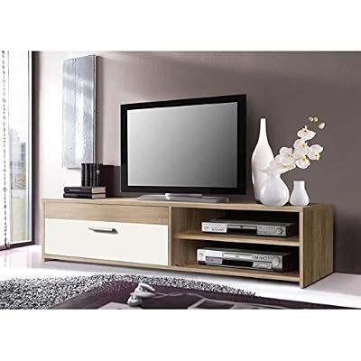 FINLANDEK - SALON KATSO Meuble TV 120 cm coloris chene/blanc