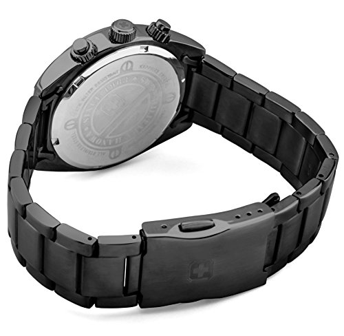 Swiss Military Men's SM34222AEU/H02MS Quartz Watch with Black Dial Analogue Display and Stainless Steel Bracelet