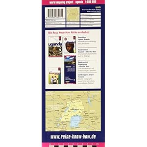 Uganda, mapa de carreteras impermeable. Escala 1:600.000. Reise Know-How.