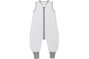 MIRACLE BABY Baby Sleeping Bag with Legs 100% Cotton Wearable Blankets 0.5 TOG Sleeveless Baby Sleep Sack Toddler Infant Unisex Baby Sleeping Bag for Boys and Girls 6-12 Months (Grey Stars)