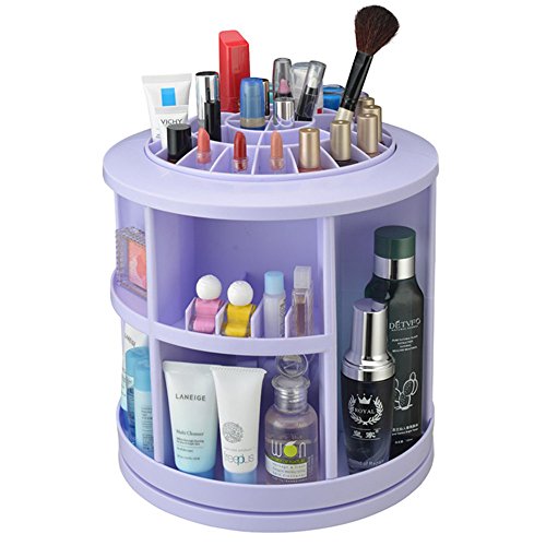 CathayBest 360 Grad Drehbarer Kosmetik Aufbewahrung Kosmetikorganizer,Großer Stauraum Kosmetik Aufbewahrungsbox Make up Organizer (Lila)