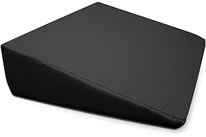 QUIRUMED WELLCORE Cojín cuña para Masaje, 40 x 55 x 13 cm, Polipiel, Desenfundable, Rellenos de Espuma, para Yoga, para Fitness, Ergonómico, Negro