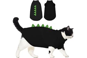 DENTRUN Sphynx - Vestiti per gatti, costume da gatto senza peli con design a dinosauro, camicie in cotone traspirante, solo per gatti, colletto rotondo, magliette quotidiane con maniche, abbigliamento