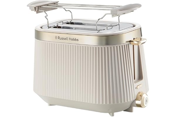 Russell Hobbs Brödrost [2 skivor] Brontë Stone (6 rostningsnivåer, extra långa fack, "Lift & Look"-funktion, upptining/uppvärmning/avbryt, bullvärmare) 26761-56