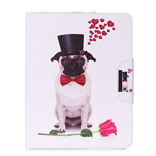 ipad 2 / ipad 3 / ipad 4 Hülle Leder Hund Rose Muster,SKYXD [Auto Schlaf/Wach Funktion] PU Folio Klappbar Schutzhülle [Standfunktion/Brieftasche Kartenfach/Magnet] Klapphülle mit [Koala Handyanhänger + Eingabestift] 3 in 1 Zubehör Handy Tasche Etui for Apple ipad 2/3/4 Bookstyle Flip Case Leather Cover With [Stylus and Dust Plug] - 2