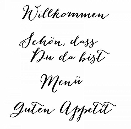 Clear-Stamp-Set Stempel-Gummi Karten-Kunst - Große Worte "Willkommen, Schön dass Du da bist, Menü, Guten Appetit"