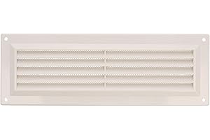 Amig - Griglia rettangolare in plastica con zanzariera | Griglie di ventilazione per presa d'aria | Ideale per soffitto cucina e bagno | Dimensioni: 260 x 90 mm | Colore: bianco