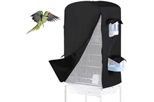 DONGKER Copertura per Gabbia da Uccelli, Coperture per Gabbie da Pappagalli Oscurante Impermeabile con Cerniera e Piccola Finestra per Uccello, Pappagallo, Parrocchetti, Ara, Inseparabili