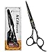 Produktbild HEMATITE 5,5 Zoll schwarze Titan Kirsche Muster professionelle Haarscheren, Friseur Schere Messerset (Schere schneiden)
